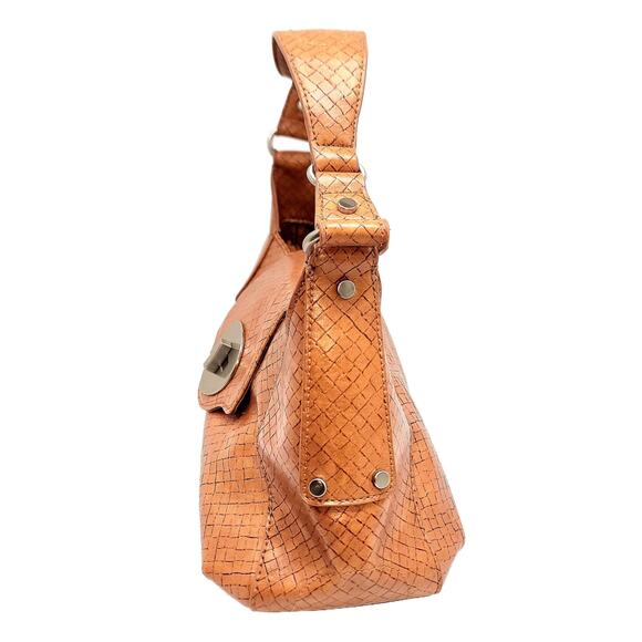 WORTHINGTON Vintage Fold Over Turn Lock Faux Brown Leather Handbag - Picture 8 of 10